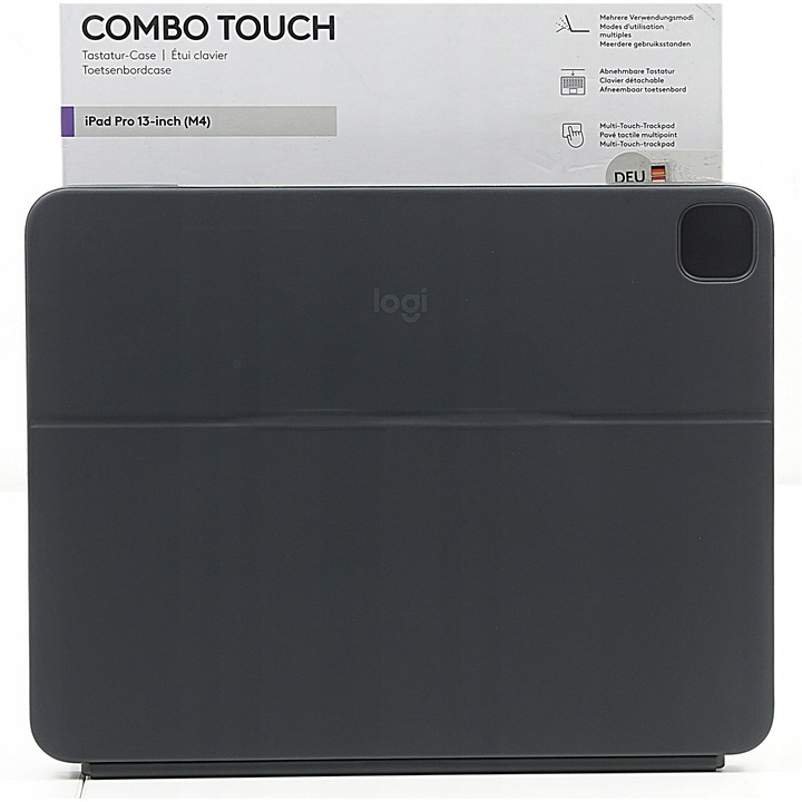 Клавиатура за таблет Logitech Combo Touch, графит, за iPad Pro 13-инча, с тъчпад, свързване чрез Smart Connector