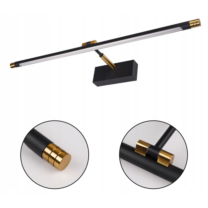 Aplica LED Masterled Gemino 56cm 12W 4000K, negru cu auriu, IP20