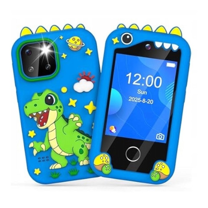 Telefon DINOZAR pentru copii, cu aparat foto, 44 jocuri, multicolor, pentru 3 ani+