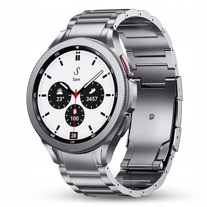 Bransoleta tytan pentru Samsung Galaxy Watch 4 5 6 7 FE, argintie, 22mm, set cu instrument de ajustare