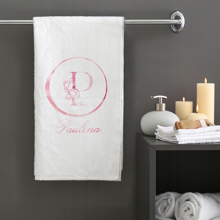 Персонализирана плажна кърпа, 70x140см, екрю, 60% памук, 40% полиестер, комплект в кутия с прозорец