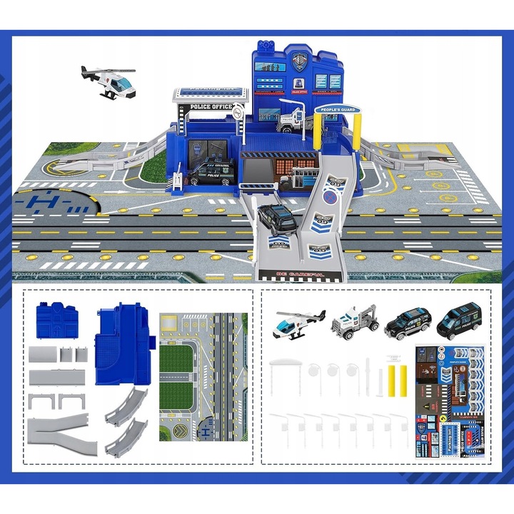Set masinute si elicopter, multicolor, pentru baieti
