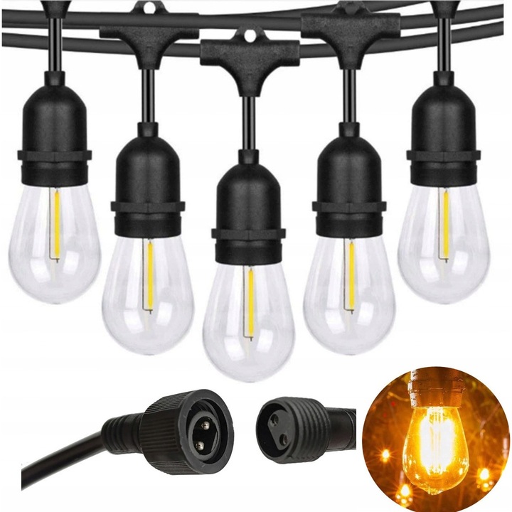 Girlanda LED 20m, 20x E27, IP65, montaj usor, multicolor