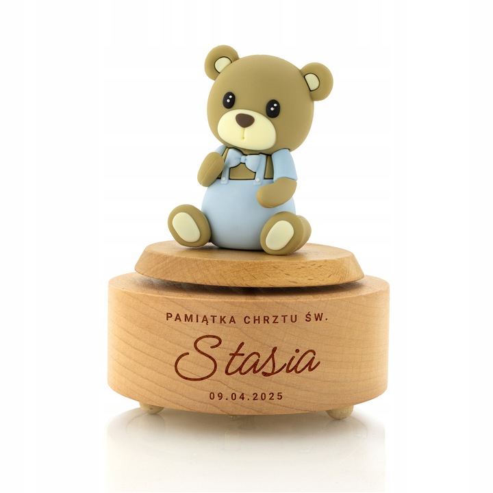 Pozytywka drewniana cu grawer, set, 11x17cm, melodia "Castle in the Sky", pentru botez