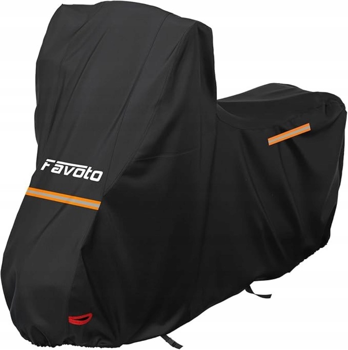 Husa motocicleta, Favoto, 420D Oxford, impermeabila, 3XL, cu fereastra pentru numar de inmatriculare, set cu blocare si geanta de transport