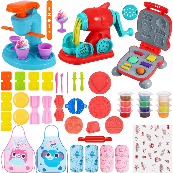 Set de plastilina cu masina si forme, Yimomoyi, 39x25cm, multicolor, XL
