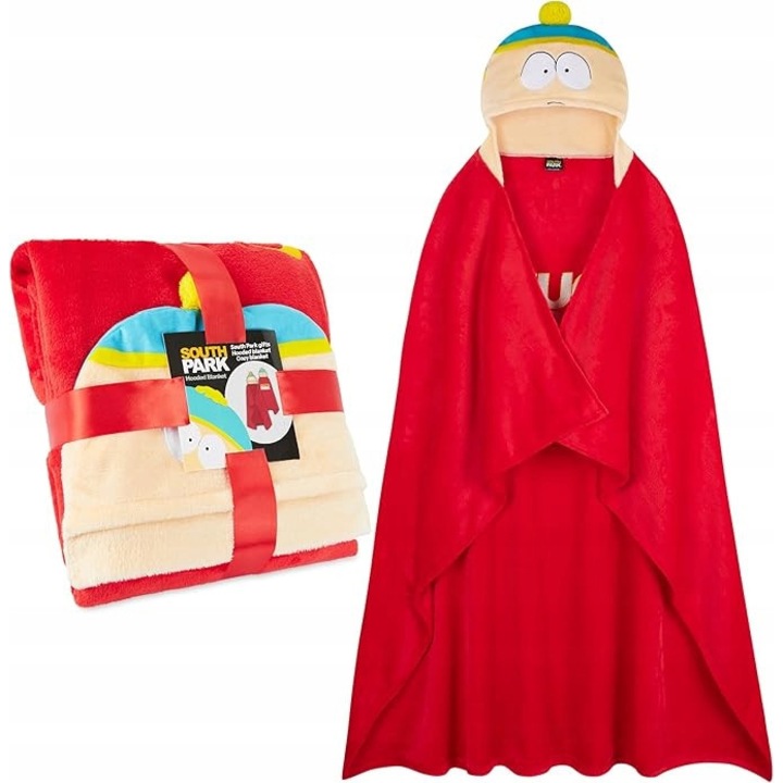 South Park kapucnis takaró, kultikus modell, puha polár, 150x130 cm méret, ideális ajándéknak