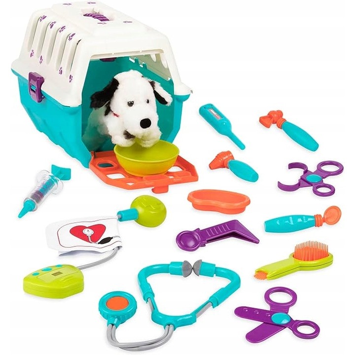 Interaktív játékkészlet gyerekeknek, állatorvos, kiegészítők, plüss, kutya