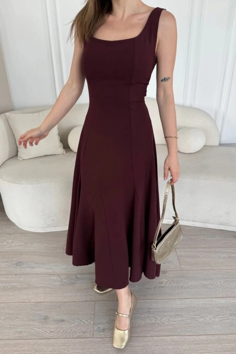 Rochie midi mulata JANES, visiniu, jerseu