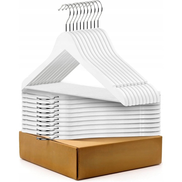 Set 20 umerase din lemn alb, Praknu, antiderapante, fara zagaciri, dimensiuni 44x23,3cm