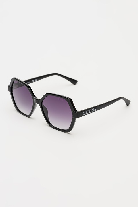GUESS, Ochelari de soare hexagonali, 57-16-140, Negru