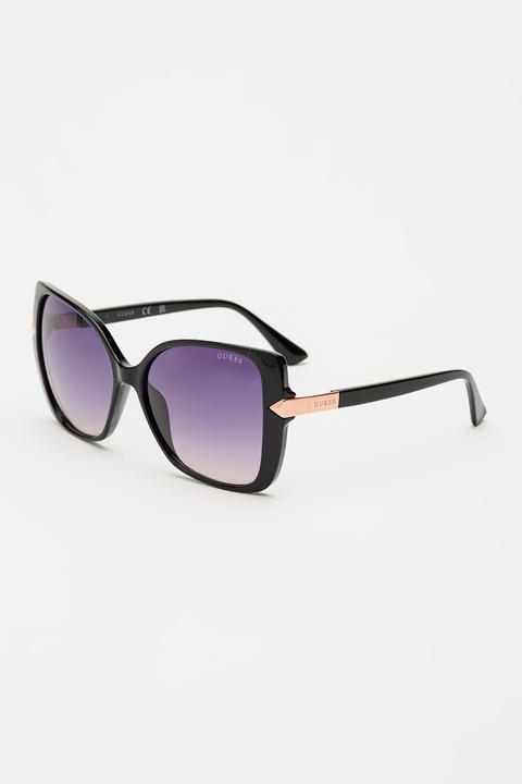 GUESS, Ochelari de soare butterfly cu lentile in degrade, 56-15-135, Negru