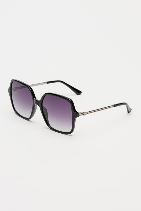 GUESS, Ochelari de soare patrati cu lentile in degrade, Negru