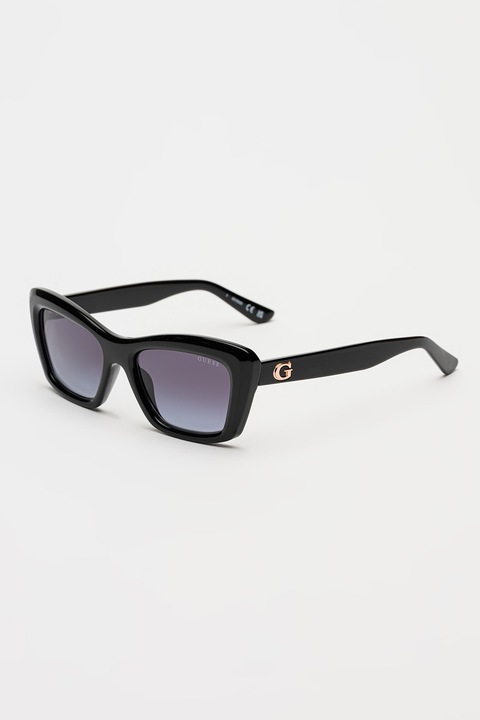 GUESS, Ochelari de soare patrati cu model uni, 52-17-140, Negru