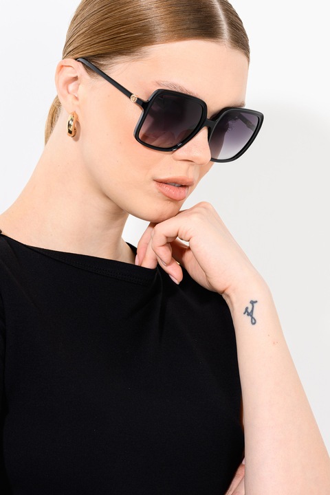 GUESS, Квадратни слънчеви очила с градиента, 57-18-140, Черен