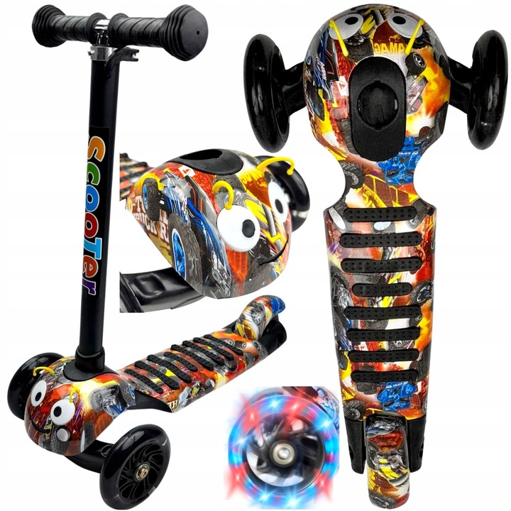 QULKI 3 kerekű roller, összecsukható szerkezet, LED, 50kg, 57x29x13cm