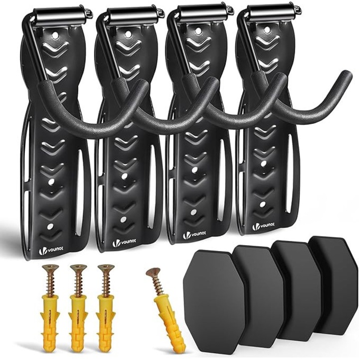 Suport depozitare bicicleta, 4 carlige rotative, multicolor