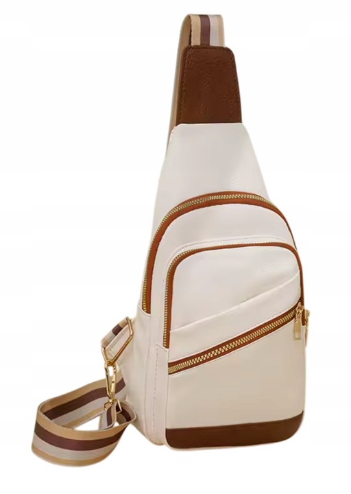 Női táska, deréktáska, 2 rekeszes, fehér/ekrü, 29x18x6cm