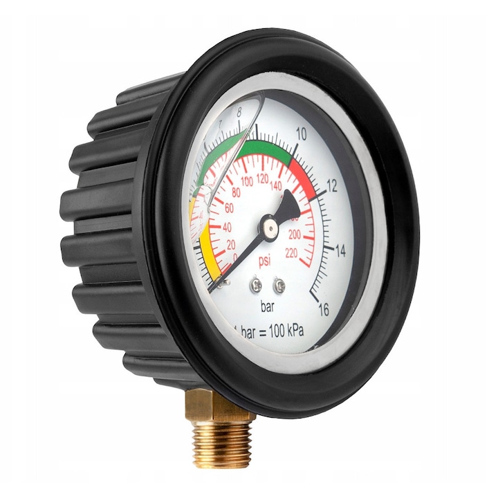 Manometru pentru inflator, Redats I-190, 0-16 bar, 80mm, rezistent la socuri