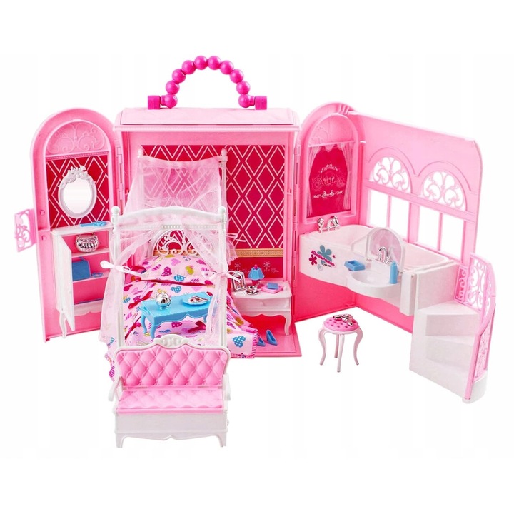 Set organizare si depozitare, toaleta pliabila, roz, 2 in 1