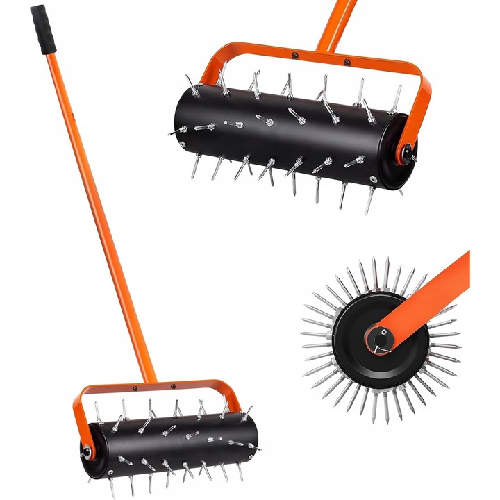 Aerator manual pentru gazon, 42 cutite, metal, 180cm
