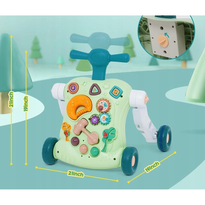 Interaktív bébitaxi gyerekeknek 6 az 1-ben, tevékenységközpont, sebességszabályozás, stabilitás, többszínű, 9 hónap - 3 év