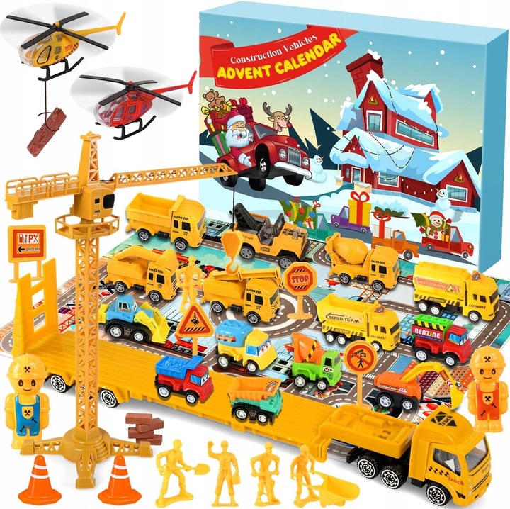 Комплект за изграждане, Адвент календар, за деца, 24 фигурки изненада