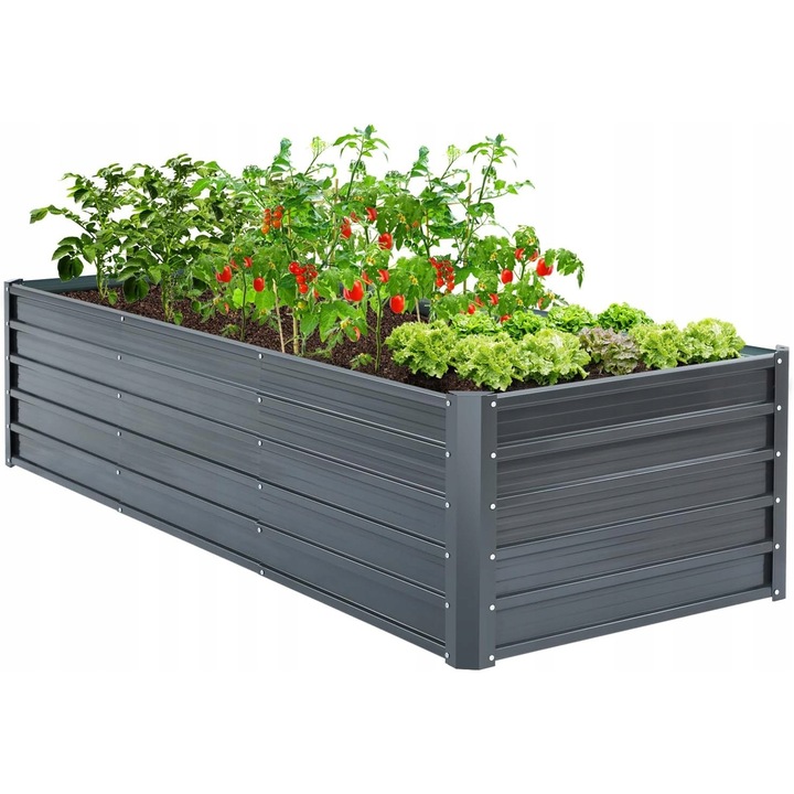 Gradina ridicata din otel, Ohuhu, 240x90x60cm, rezistenta la intemperii, capacitate mare, set complet