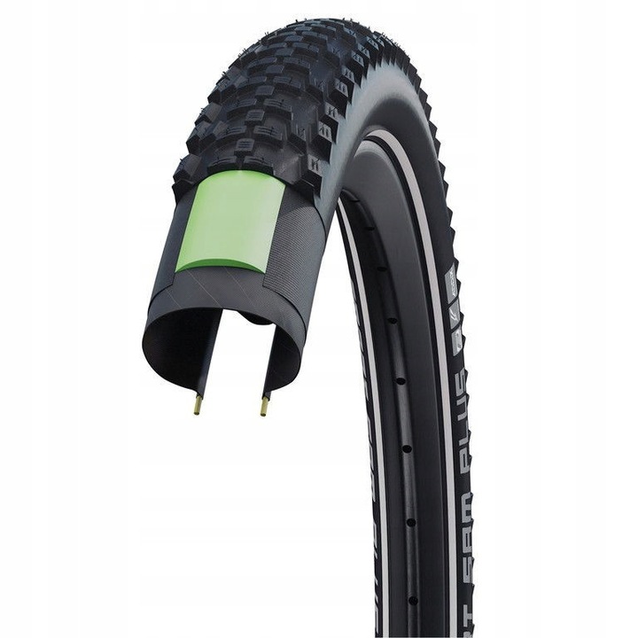 Schwalbe Smart Sam Plus 28x1.85 kerékpár gumi, fekete fényvisszaverő csíkkal, 47-622, defektvédelemmel, 910g