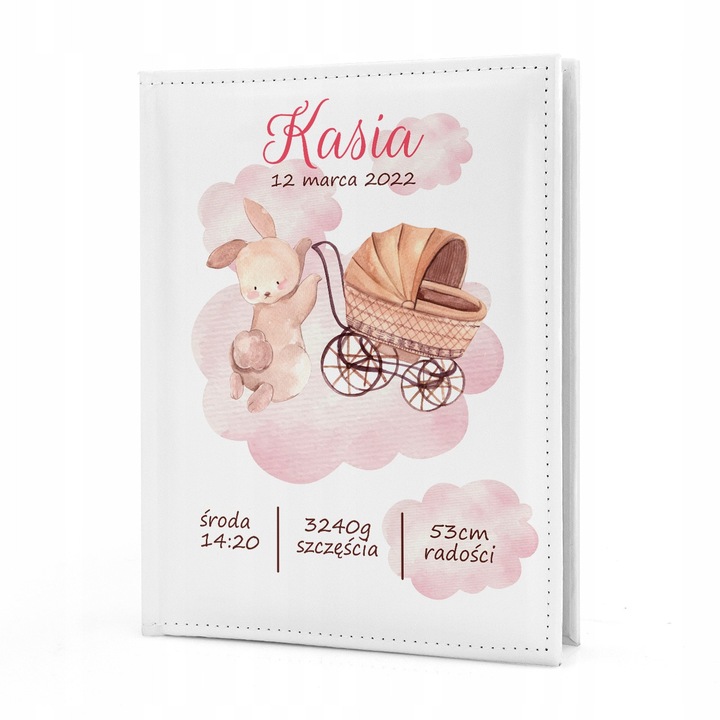 Album foto personalizat, 19x25cm, eco piele alba, 200 poze, cadou pentru botez