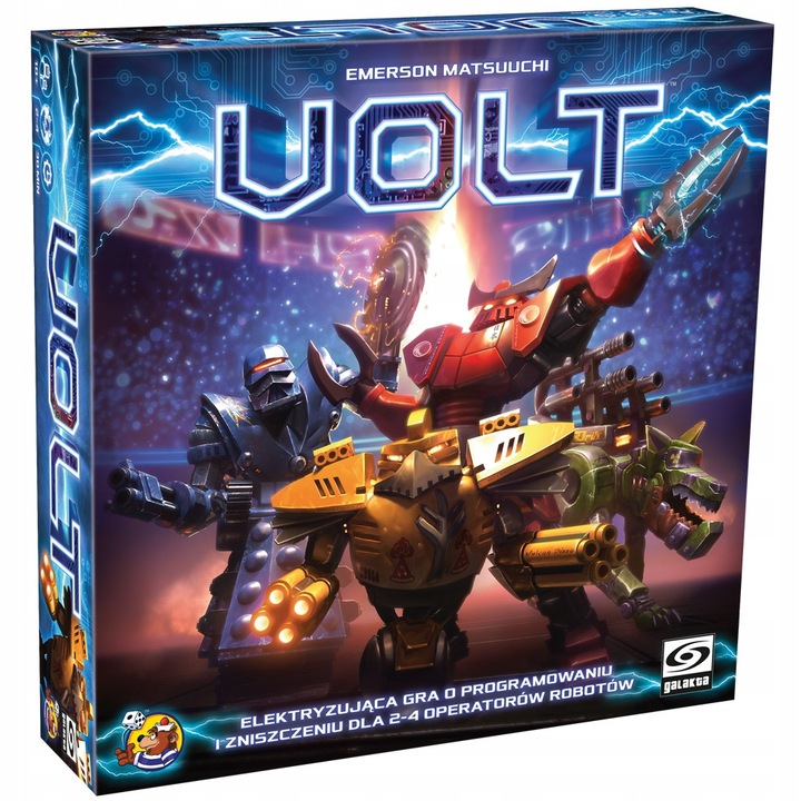 Volt társasjáték, 2-4 játékos, 30 perc, 4 robotfigura, 2 kétoldalas játéktábla