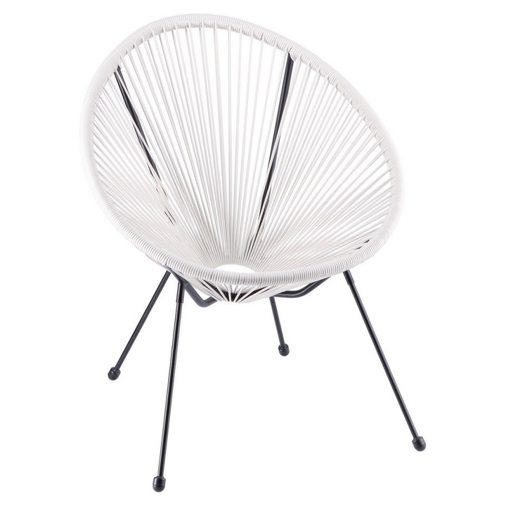 Fekete vas szék, fehér szövet, 68 x 61,5 x 81,5 cm