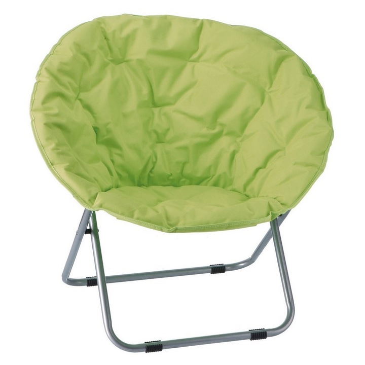 Fotel teraszra, összecsukható kerti szék, szürke vas, zöld textil 77 x 75 x 74,5 cm