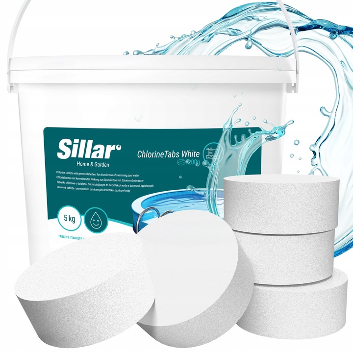 Tablete multifunctionale Sillar 10in1 pentru piscina, 5kg, 200g, alb