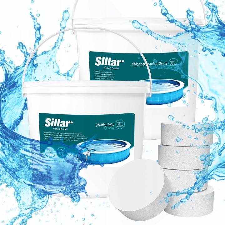 Sillar: set granule de clor soc 5kg + tablete de clor 200g pentru piscina