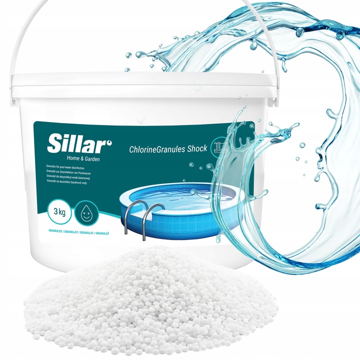 Clor granule Sillar 5kg, eficient, elimina bacteriile, pastreaza apa curata