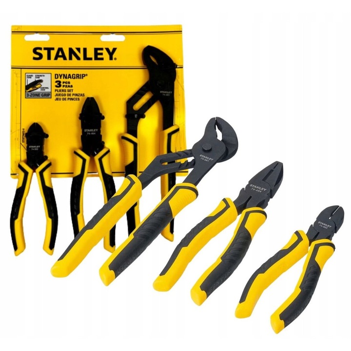Set 3 clesti Dynagrip, Stanley, 180x150x250mm, galben/negru