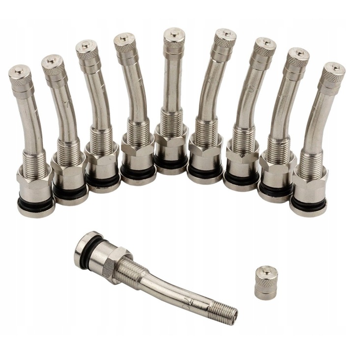 Ventil fara camera pentru roti de camion Redats, set 10 bucati, lungime 40mm, inaltime 30mm, deschidere 9,7mm, unghi 7°