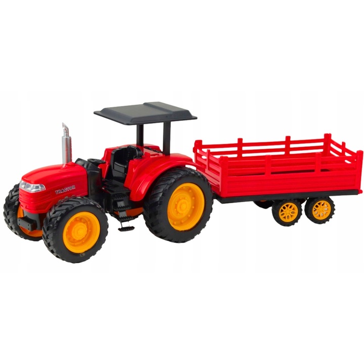 Tractor RC cu remorca, QULKI, 48x16,5x16cm, alimentare USB, pentru copii de la 6 ani