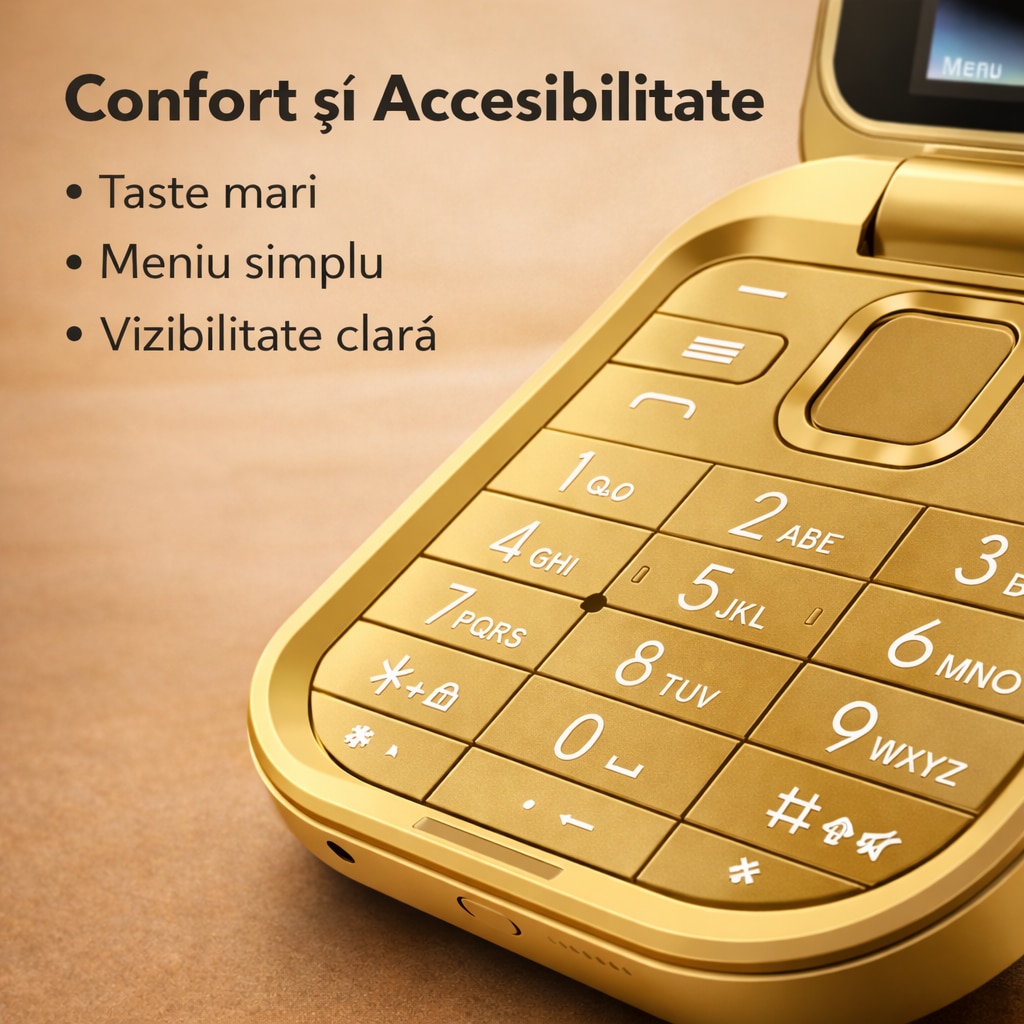 Telefon cu clapeta, IdealTI, i16 Pro, Dual SIM, Bluetooth, Gold