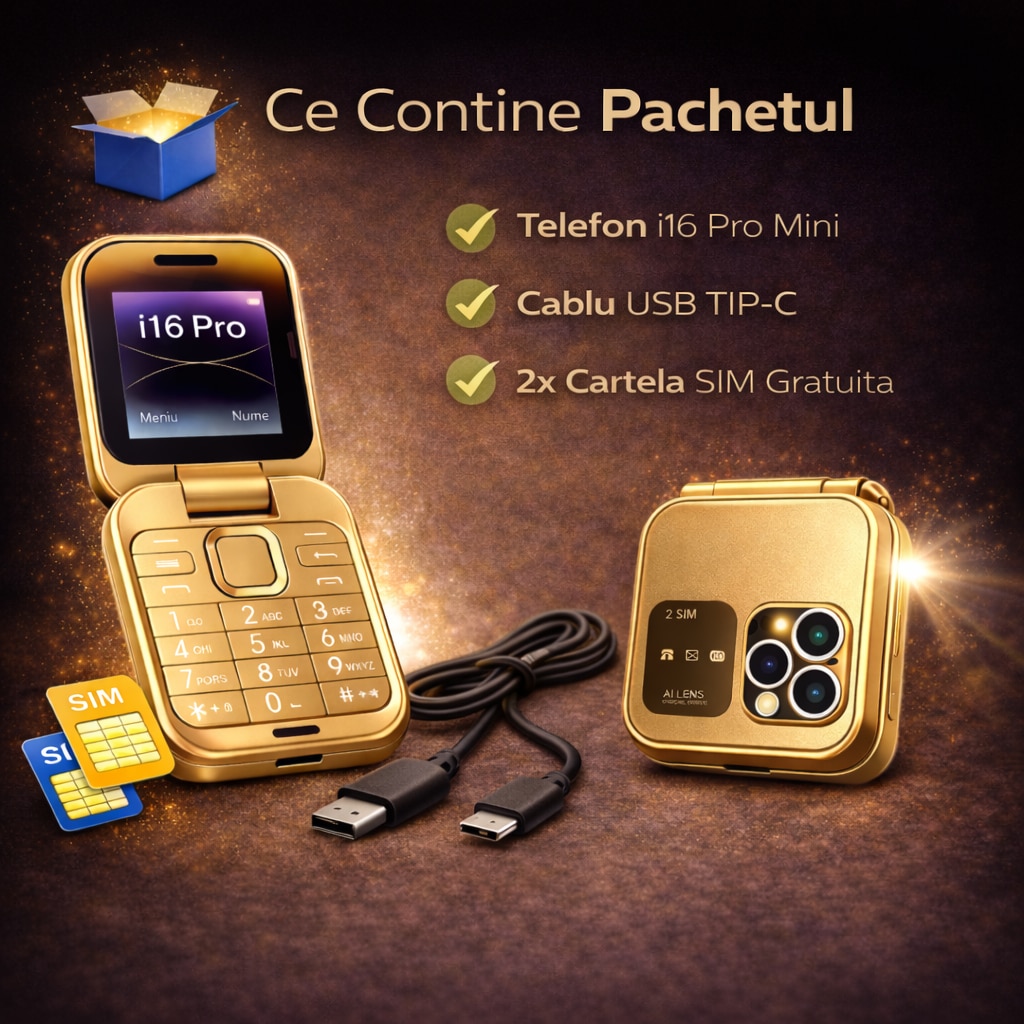 Telefon cu clapeta, IdealTI, i16 Pro, Dual SIM, Bluetooth, Gold