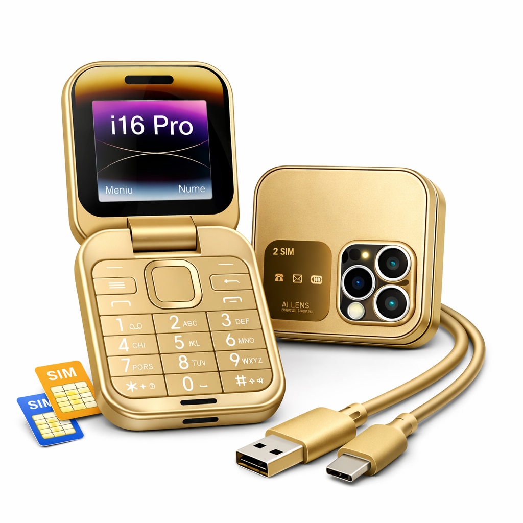 Telefon cu clapeta, IdealTI, i16 Pro, Dual SIM, Bluetooth, Gold