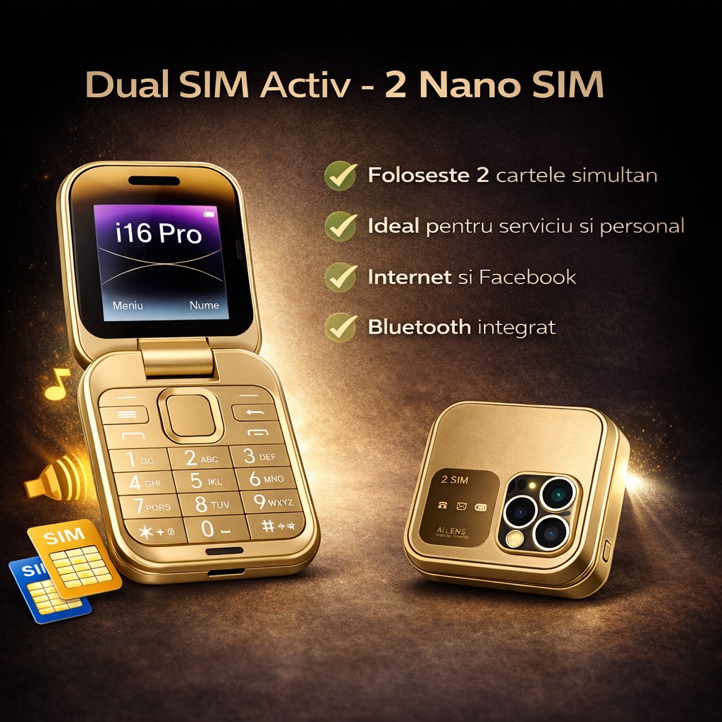 Telefon cu clapeta, IdealTI, i16 Pro, Dual SIM, Bluetooth, Gold