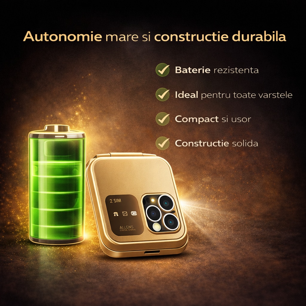 Telefon cu clapeta, IdealTI, i16 Pro, Dual SIM, Bluetooth, Gold