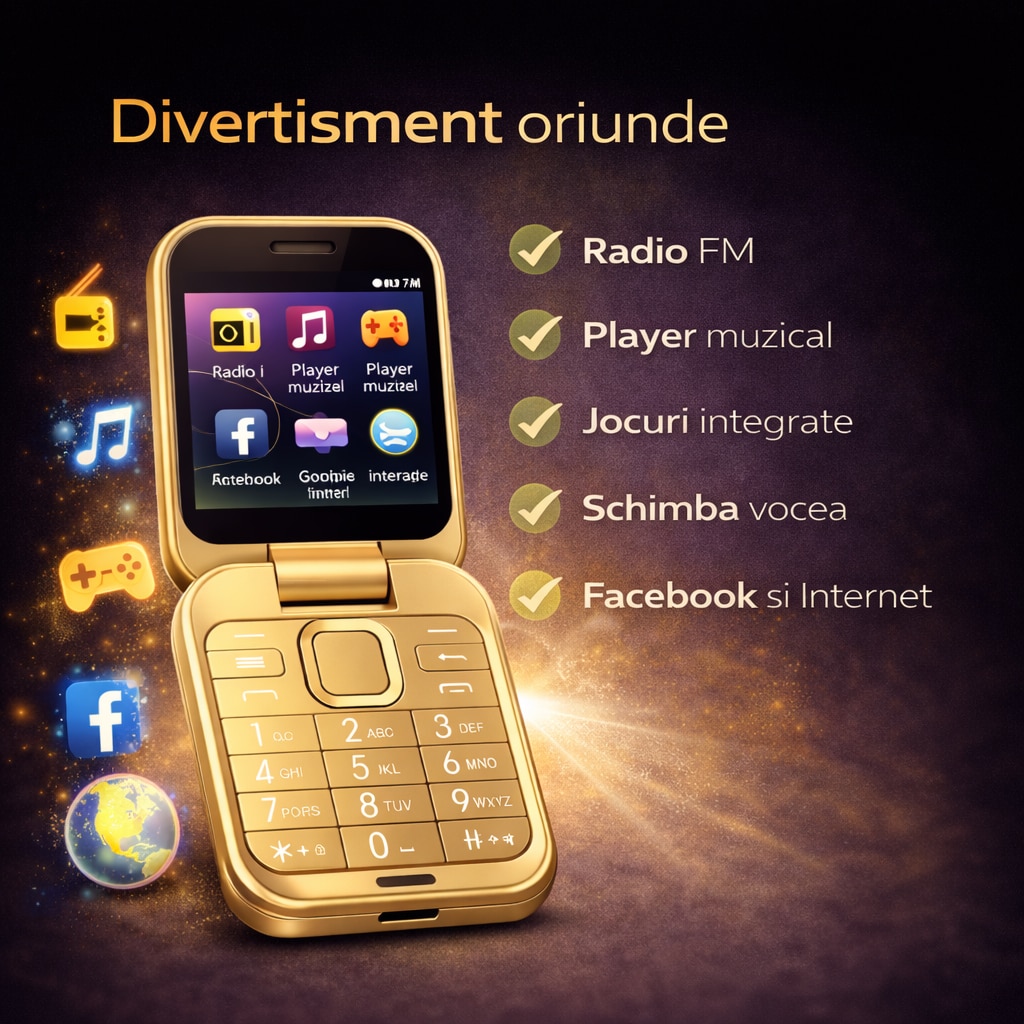 Telefon cu clapeta, IdealTI, i16 Pro, Dual SIM, Bluetooth, Gold