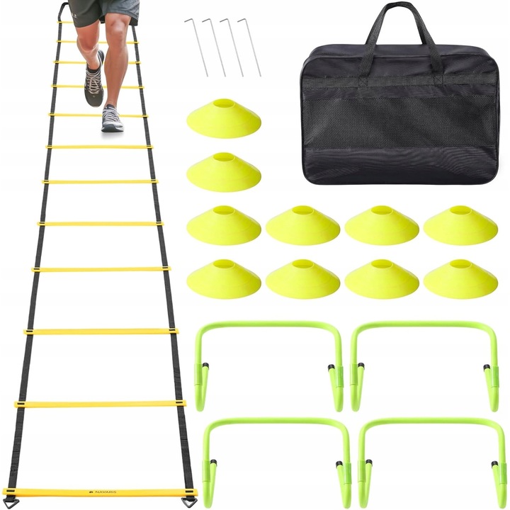 Set antrenament drabinki, Navaris, coordonare si viteza, multicolor, dimensiuni variabile