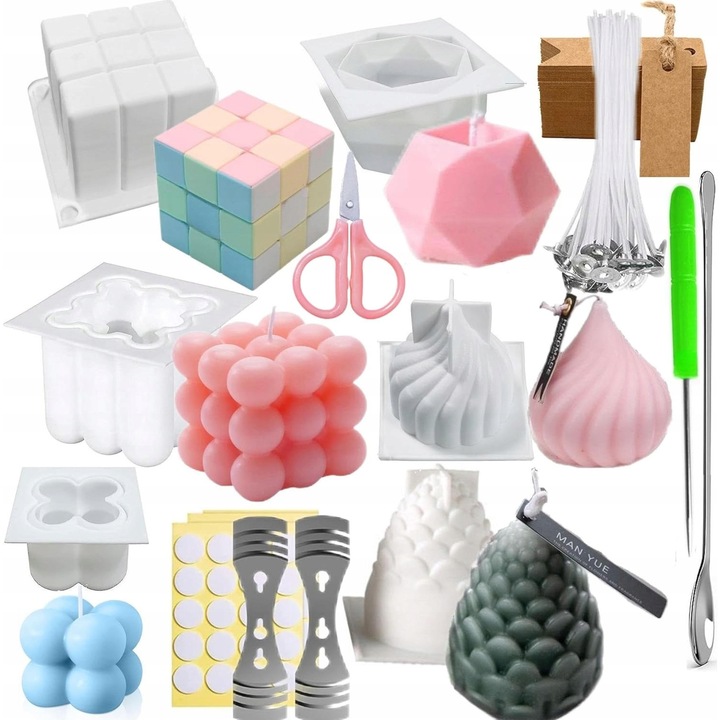 Set 6 forme pentru turnat lumanari, Darkyoun, silicon, diverse forme, usor de utilizat