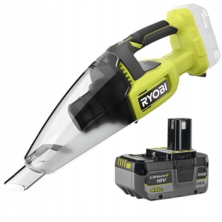 Autós porszívó készlet Li-ion 18V 4.0Ah akkumulátorral, HEPA szűrővel, 1.4 kg, Ryobi