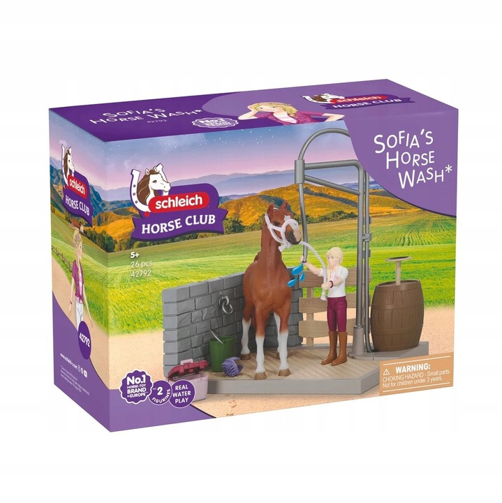 Set figurine Schleich, spalatorie pentru cai, Sofia, American Saddlebred, 17,9x12,9x18,2cm