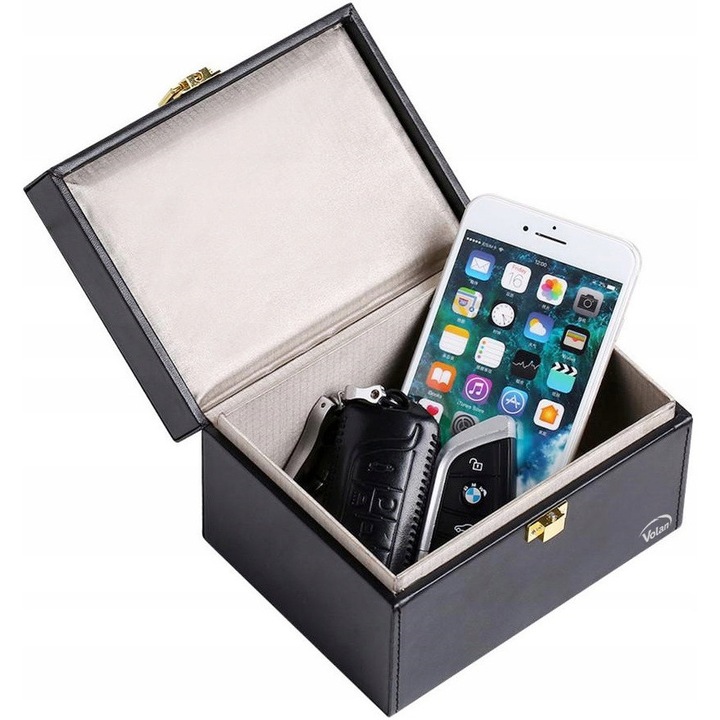 Cutie Faraday pentru chei, eleganta, 16x12x9,5cm, culoare neagra